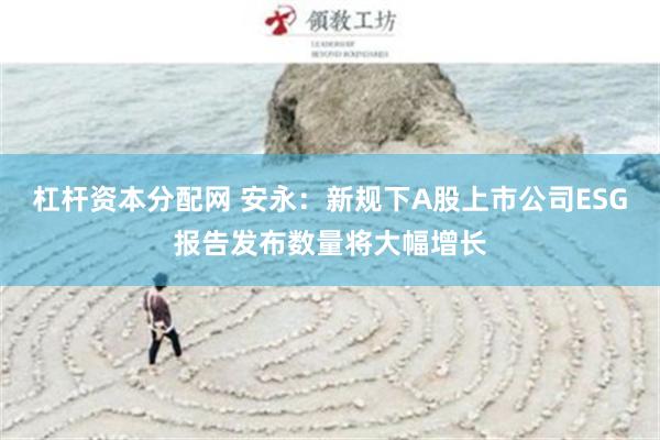 杠杆资本分配网 安永：新规下A股上市公司ESG报告发布数量将大幅增长