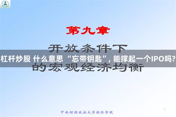 杠杆炒股 什么意思 “忘带钥匙”, 能撑起一个IPO吗?