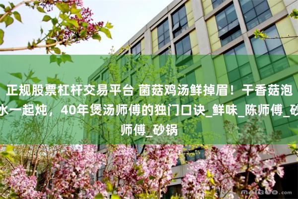 正规股票杠杆交易平台 菌菇鸡汤鲜掉眉！干香菇泡发水一起炖，40年煲汤师傅的独门口诀_鲜味_陈师傅_砂锅