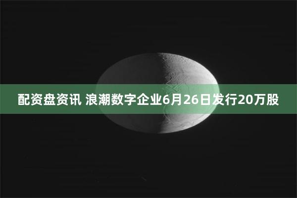 配资盘资讯 浪潮数字企业6月26日发行20万股