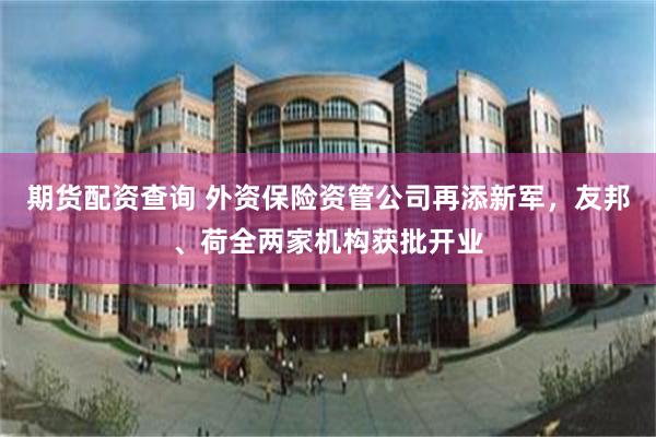 期货配资查询 外资保险资管公司再添新军，友邦、荷全两家机构获批开业