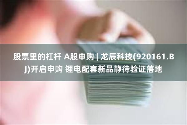 股票里的杠杆 A股申购 | 龙辰科技(920161.BJ)开启申购 锂电配套新品静待验证落地