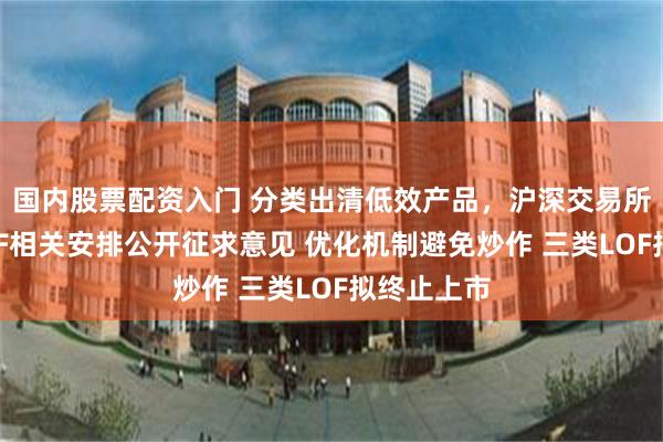 国内股票配资入门 分类出清低效产品，沪深交易所就完善LOF相关安排公开征求意见 优化机制避免炒作 三类LOF拟终止上市