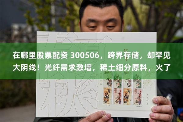 在哪里股票配资 300506,跨界存储,却罕见大阴线!光纤需求激增,稀土细分原料,火了