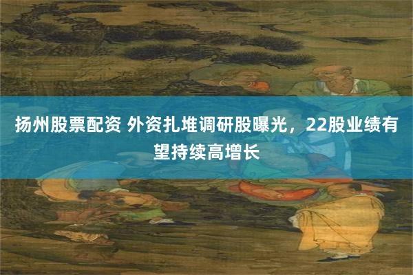 扬州股票配资 外资扎堆调研股曝光，22股业绩有望持续高增长