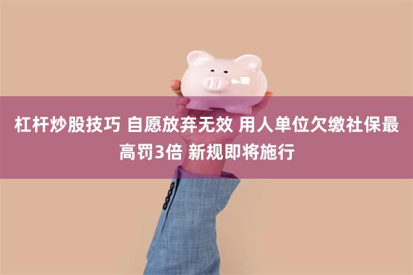 杠杆炒股技巧 自愿放弃无效 用人单位欠缴社保最高罚3倍 新规即将施行